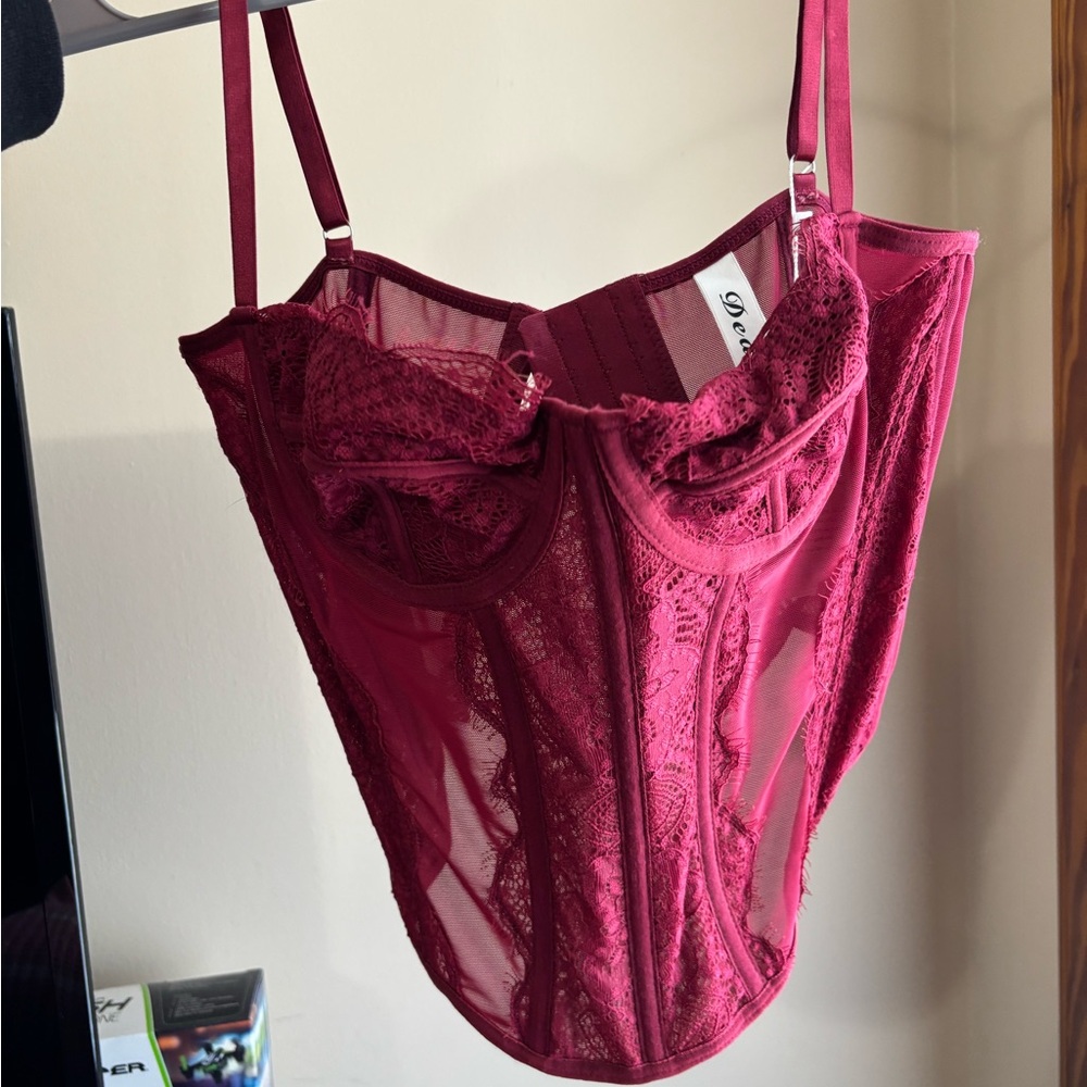 NWT Burgundy Lace Bustier Top size M